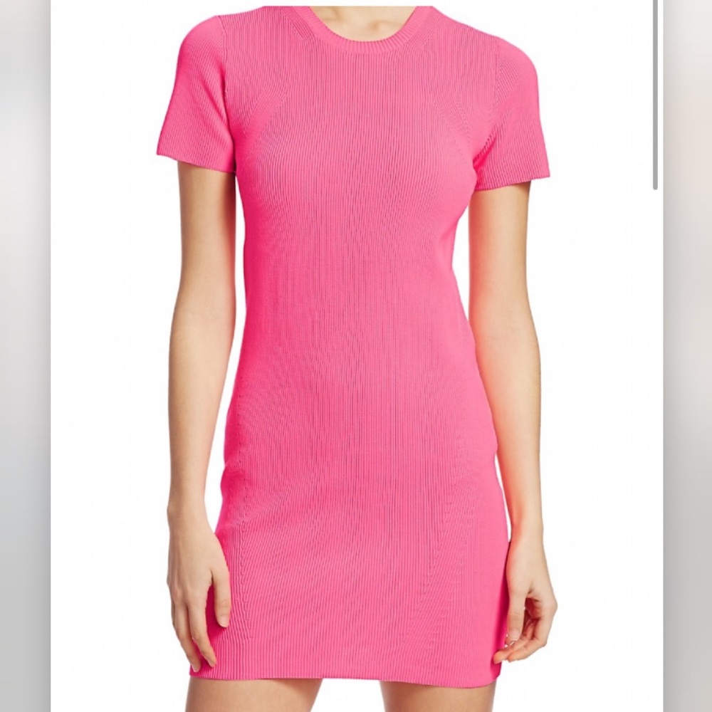 Helmet Lang Neon Mini Knit Dress